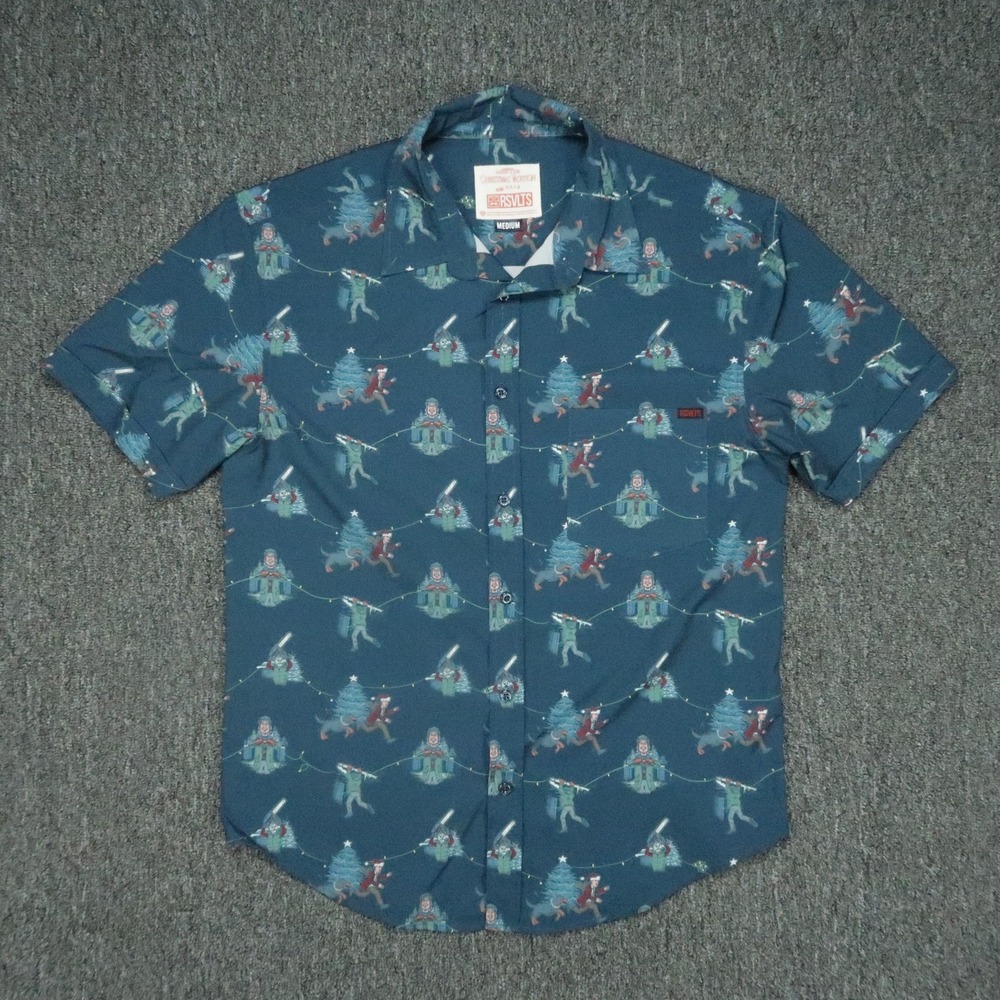 RSVLTS Shirt Mens Medium Blue Short Sleeve Lampoons Christmas Vacation